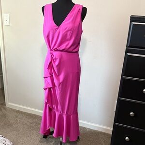 Taylor Vibrant Pink Asymmetrical Dress
